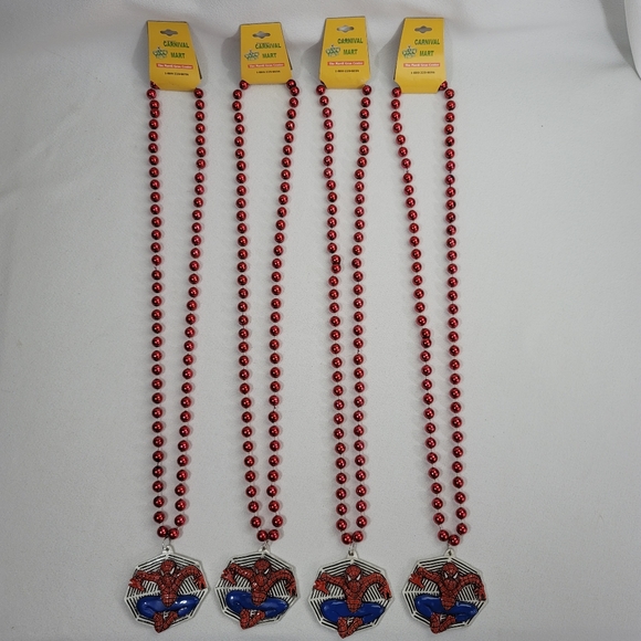 (4) Mardi Gras Bead Necklace - Spiderman - Picture 2 of 13